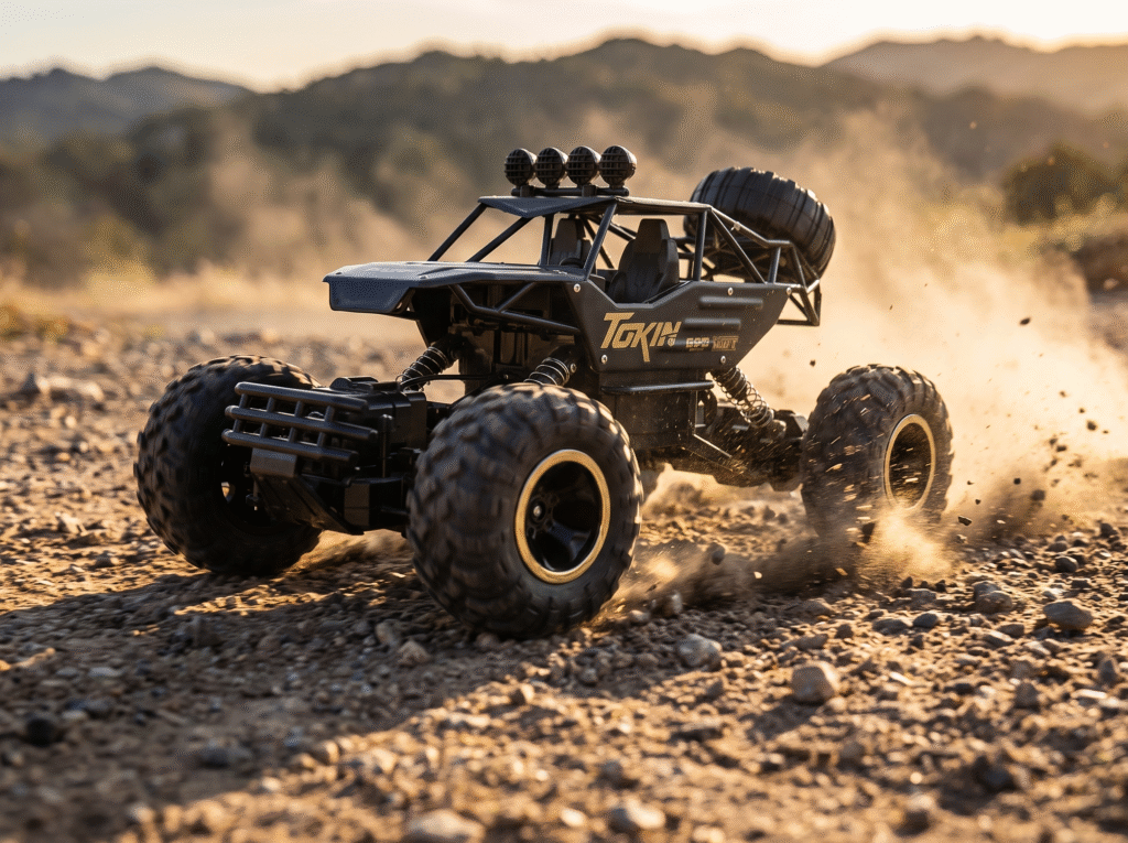 Auto RC 4x4 XT2-Max en terreno de tierra y grava